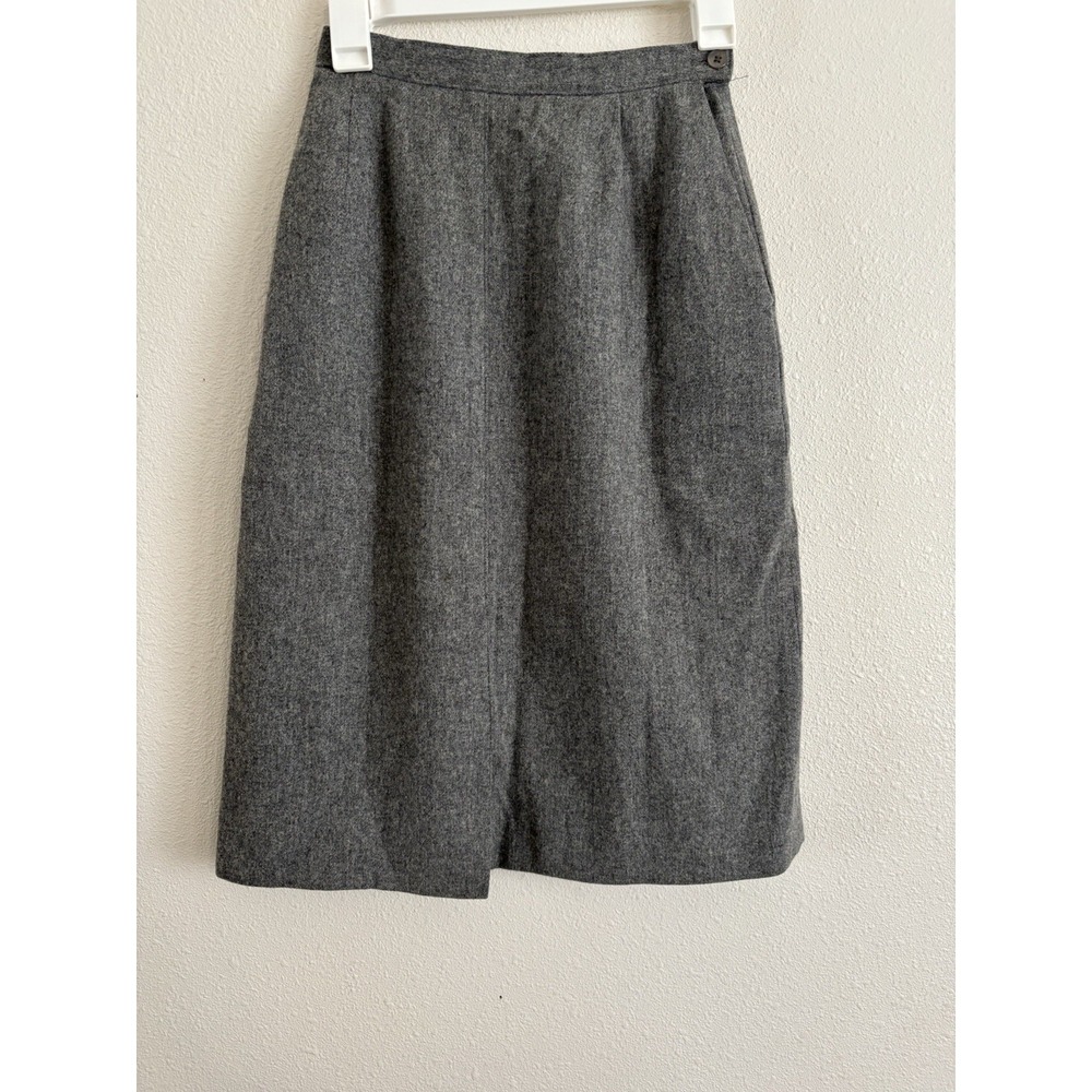 Koret Career Petites Gray Wool Blend Midi Skirt Women's Size 8 Petite VTG